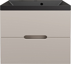 Style Line Тумба с кварцевой раковиной антрацит Матис 60 подвесная крем – фотография-1